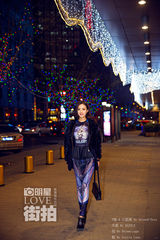 明星爱街拍：赵丽颖化身夜精灵甜美出街