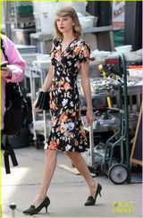 组图：泰勒复古裙秀纤细腰身 袅袅婷婷娇艳如花