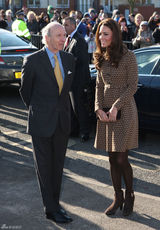 高清组图：凯特王妃造访小学印花连衣裙优雅