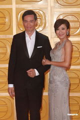 组图：杨怡身着银色长裙携手陈豪走红毯 