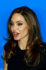 组图：《血与蜜之地》记者会 朱莉黑裙典雅性感