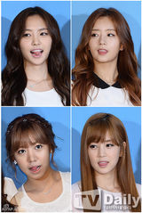 组图：韩团A pink任宣传大使黑白配甜美亮相