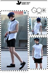 组图：夕又米街拍秀波点翻领衬衫