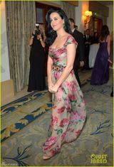 组图：水果姐凯蒂佩里透视花裙豪乳傲人