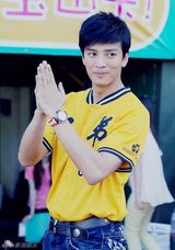 组图：陈晓东为台职棒开球 球星跪姿抢合影