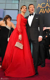 高清组图：奥斯卡红毯科林-费斯携妻亮相恩爱登对