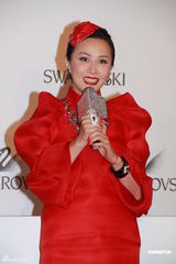 组图：刘嘉玲穿红裙戴红花亮相 生日自省不庆祝